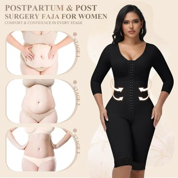 Women's Body Shaper Black Tummy Control Shapewear Surgery Compression Garment - Picture 4 of 7